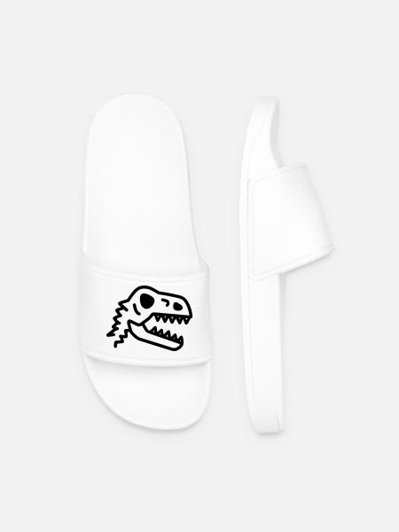 Prehistoric Dinosaur Fossil Bone - Men’s Pool Sliders - white