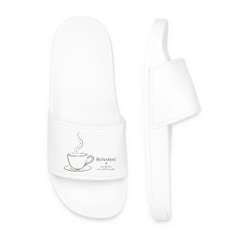 Ruhestand – Filigraner Text & Kaffeetasse Design - Männer Badelatschen - Weiß - Vorne