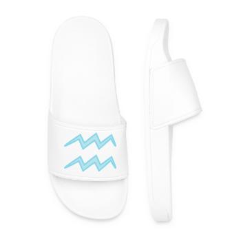 Aquarius Zodiac Sign Symbol Pastel Blue - Men’s Pool Sliders - white - Front