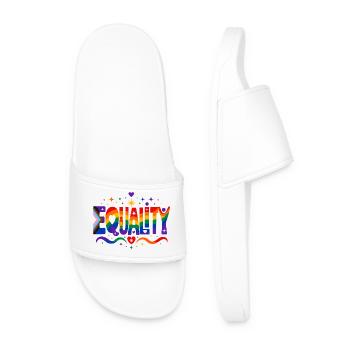 Equality Regenbogen Vielfalt Shirt Sticker Kissen - Männer Badelatschen - Weiß - Vorne