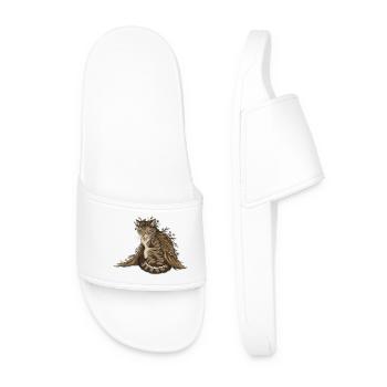 Kitten with a wreath of leaves - Men’s Pool Sliders - white - Front