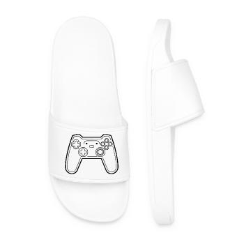 Game Controller Line Art - Men’s Pool Sliders - white - Front