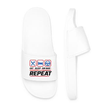 Eat sleep sim race repeat for sim racing fans - Men’s Pool Sliders - white - Front