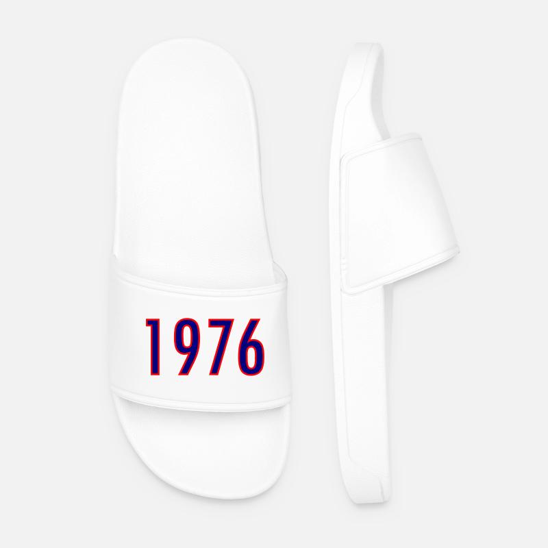 Year 1976 Neon Style - Men’s Pool Sliders - white
