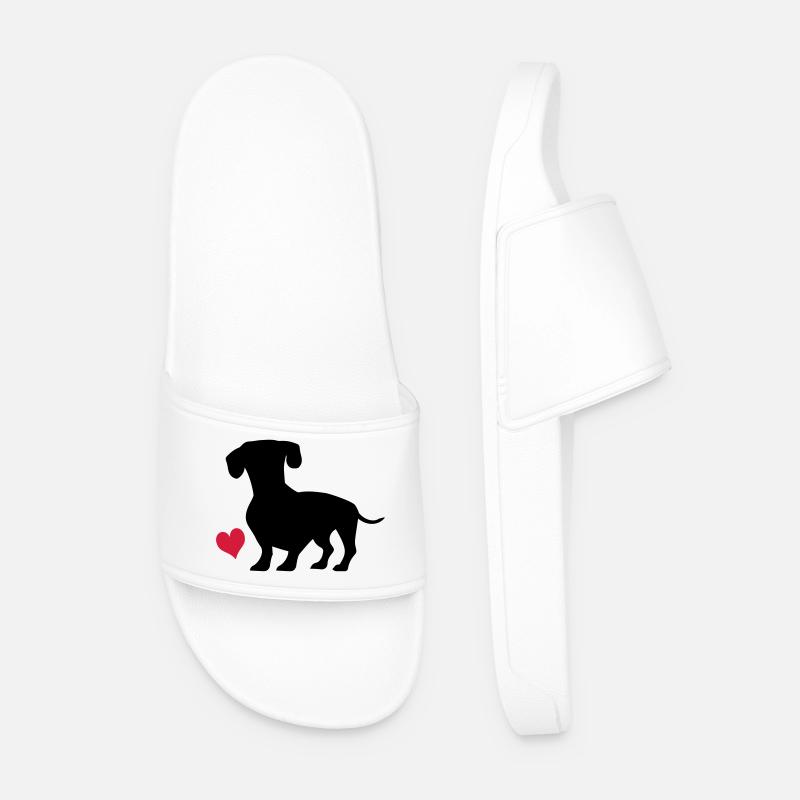 dachshund - Men’s Pool Sliders - white