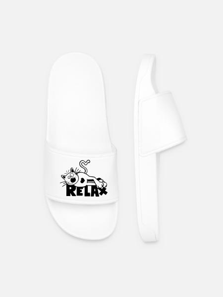 Relax Cat - Men’s Pool Sliders - white