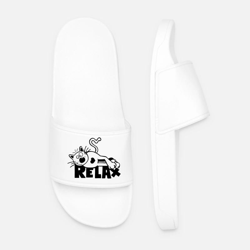 Relax Cat - Men’s Pool Sliders - white