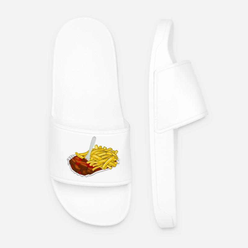 Currywurst with fries - Men’s Pool Sliders - white