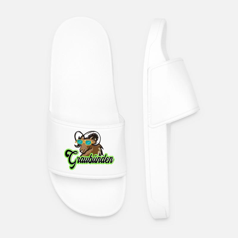 Graubünden ibex with sunglasses - Men’s Pool Sliders - white