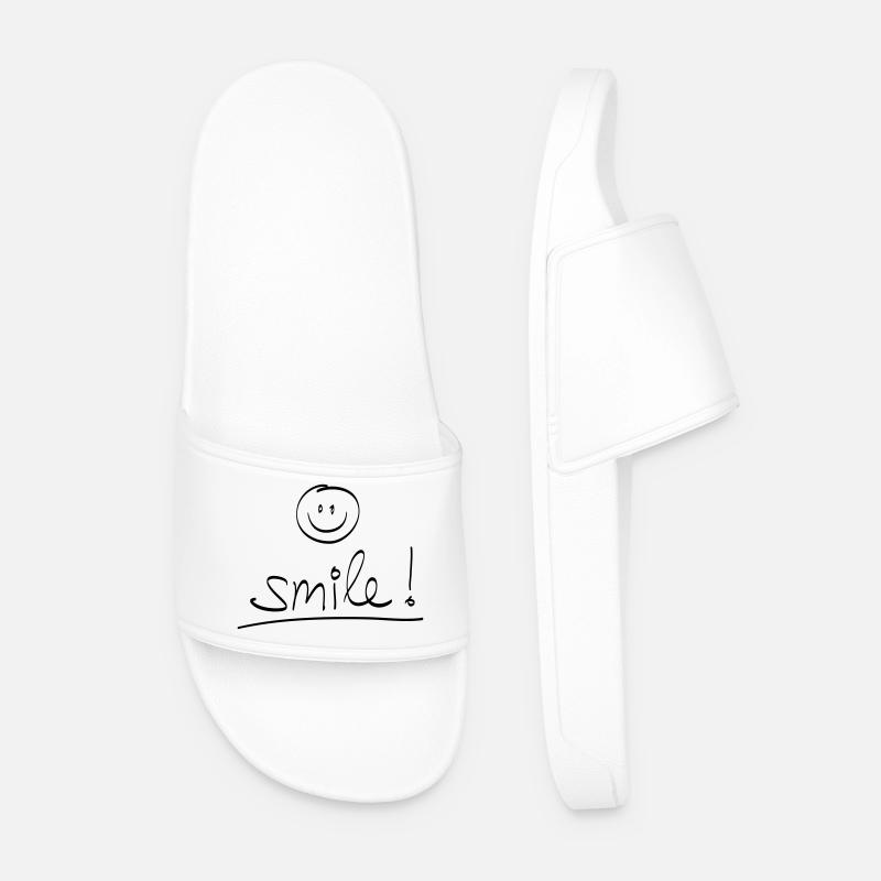 Manuscrit « SMILE ! » avec visage rieur - Claquettes Homme - blanc