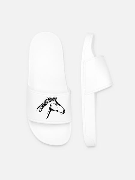 Running Horse Head - Men’s Pool Sliders - white