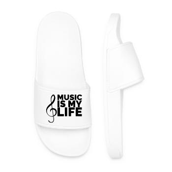 La musique est ma vie Logo du musicien Symbole Clé - Claquettes Homme - blanc - Devant