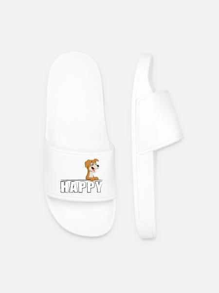 Dog Dog Puppy HAPPY - Men’s Pool Sliders - white