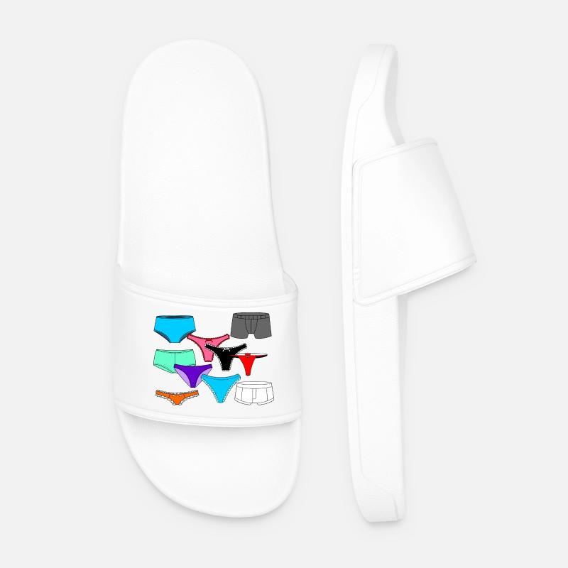 Lingerie logo with briefs and underpants - Men’s Pool Sliders - white