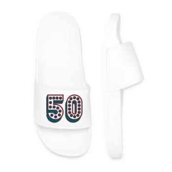 50. 50 YEARS. 50th ANNIVERSARY. 50 YEARS ANNIVERSARY. - Men’s Pool Sliders - white - Front