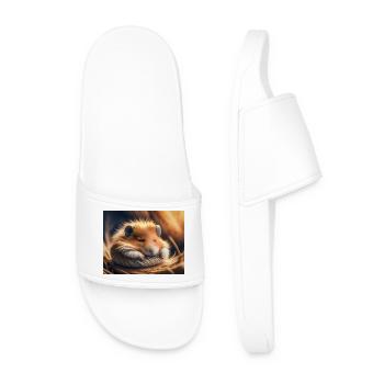 Cute animals doing hibernation – hamster - Men’s Pool Sliders - white - Front