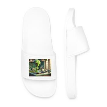mignon petit vert rétro vintage alien tous les jours - Claquettes Homme - blanc - Devant