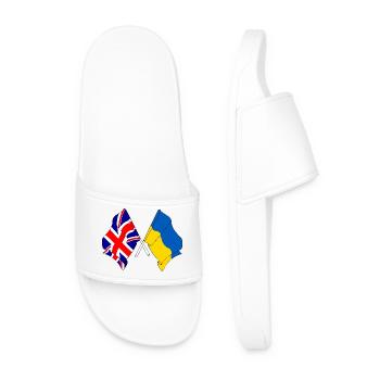 Flagge von England und Flagge Ukraine - Männer Badelatschen - Weiß - Vorne
