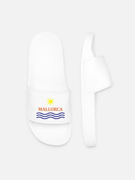 Sun and Waves Mallorca Motif - Men’s Pool Sliders - white