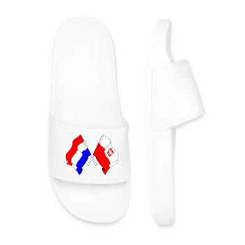 Flag of the Netherlands and flag Poland - Men’s Pool Sliders - white - Front