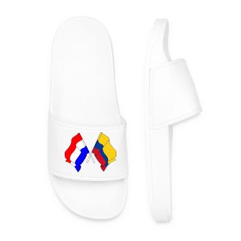 Flag of the Netherlands and Flag Columbia - Men’s Pool Sliders - white - Front