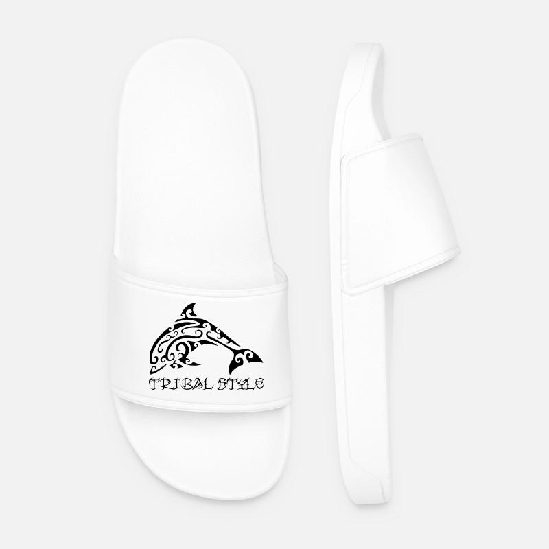 Polynesian black dolphin - Men’s Pool Sliders - white