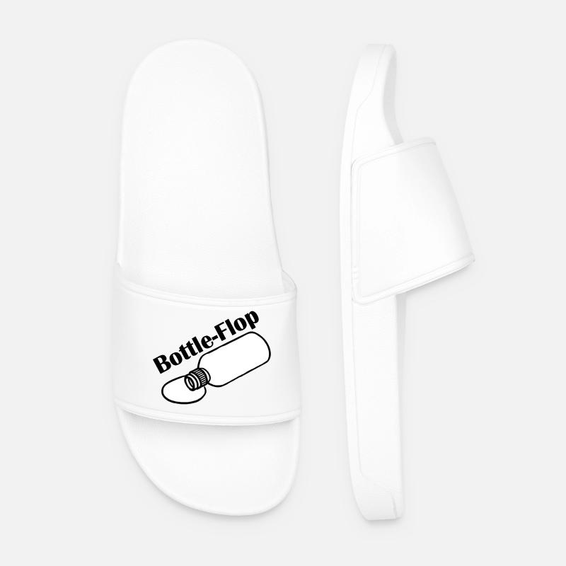 Bottleflop - Bottleflip Parodie Design - Männer Badelatschen - Weiß