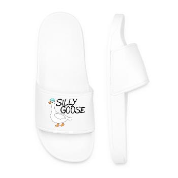 silly goose with funny hat - Men’s Pool Sliders - white - Front