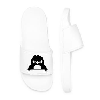Le pingouin a l’air sérieux Mal dangereux derrière le mur - Claquettes Homme - blanc - Devant