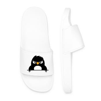 Le pingouin a l’air sérieux Mal dangereux derrière le mur - Claquettes Homme - blanc - Devant