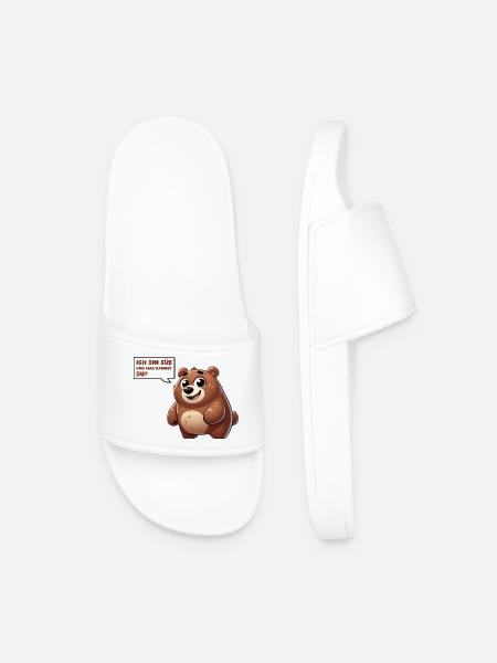 Bear Comic Cute - Men’s Pool Sliders - white