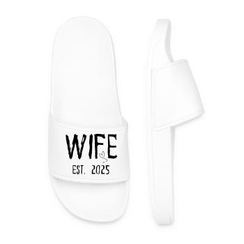 Wife Est 2025 Just Married Couple Matching - Men’s Pool Sliders - white - Front