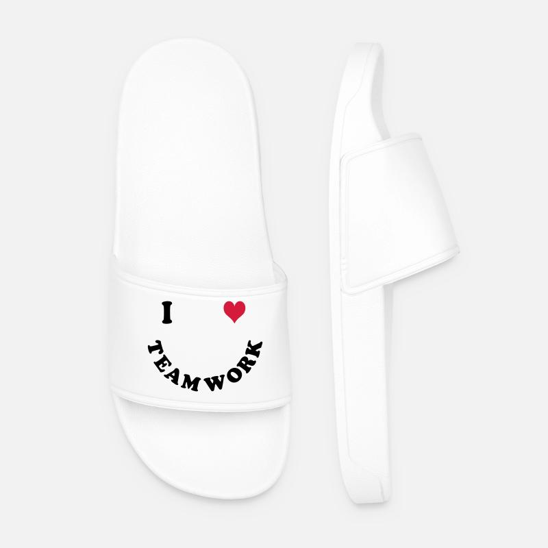 I love teamwork - Men’s Pool Sliders - white