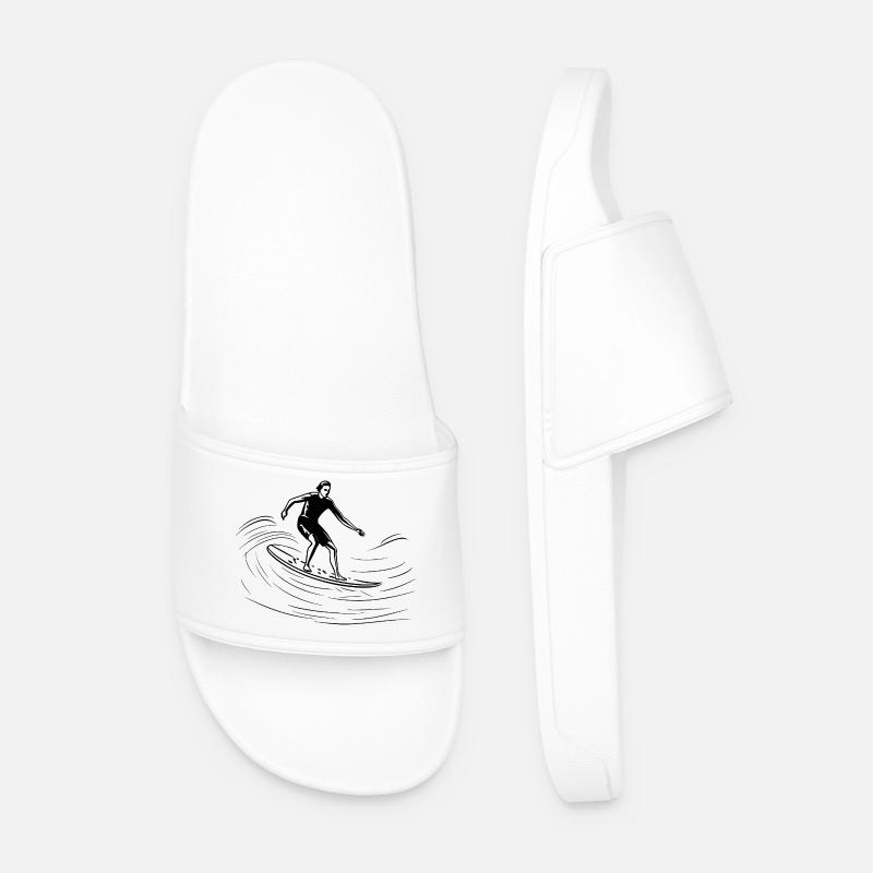Surfer Sketch - Men’s Pool Sliders - white