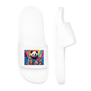 Panda in a colorful jacket - Men’s Pool Sliders - white - Front