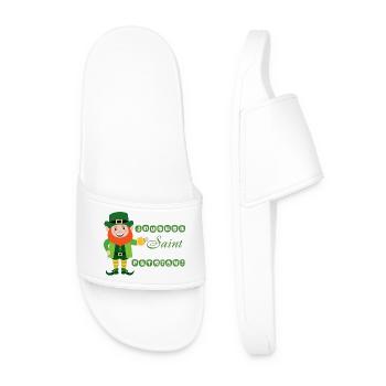 Alles Gute zum St. Patrick's Day - Lächelnder Kobold - Männer Badelatschen - Weiß - Vorne