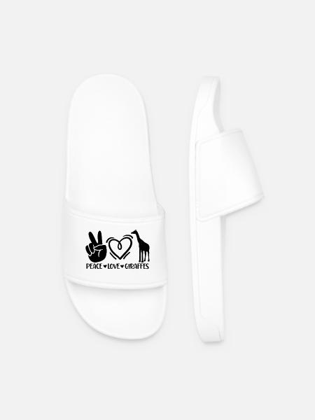 Peace Love Giraffes - Men’s Pool Sliders - white