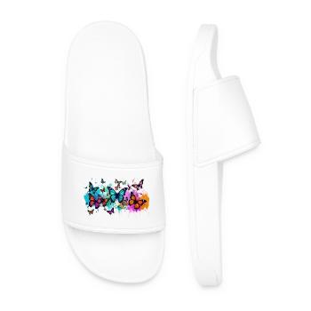 papillon,coloré,fleurs,graffiti - Claquettes Homme - blanc - Devant