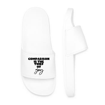 Comparison is the thief of joy - Men’s Pool Sliders - white - Front