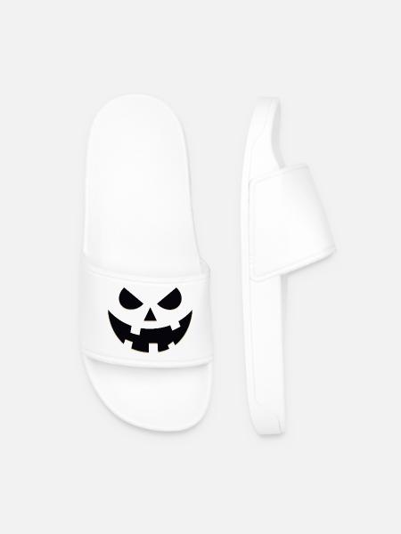 Eerie Jack-O'-Lantern Portrait - Men’s Pool Sliders - white