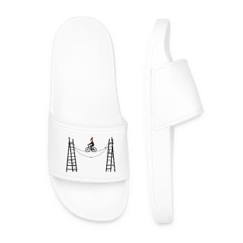 Artistic clown on suspension bridge - Men’s Pool Sliders - white - Front