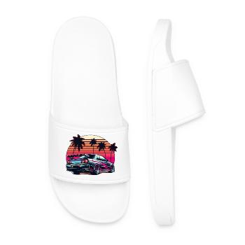 JDM car Japanese Retro Car Racing Drifting Legend - Men’s Pool Sliders - white - Front