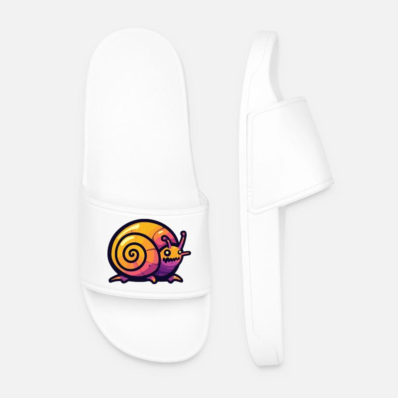 Snail Halloween Comic Funny - Men’s Pool Sliders - white