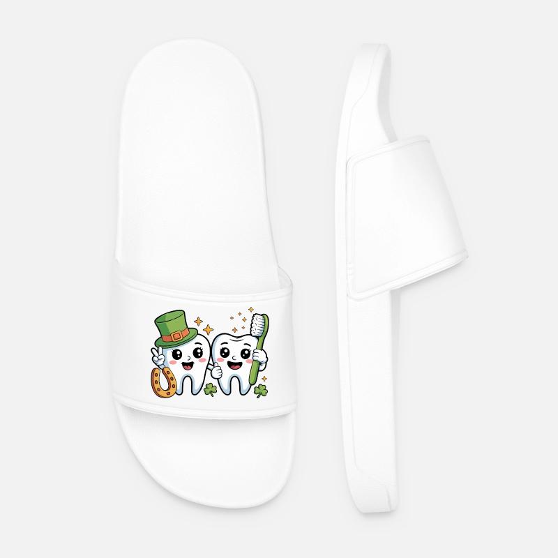Funny Dentist St Patricks Day - Men’s Pool Sliders - white