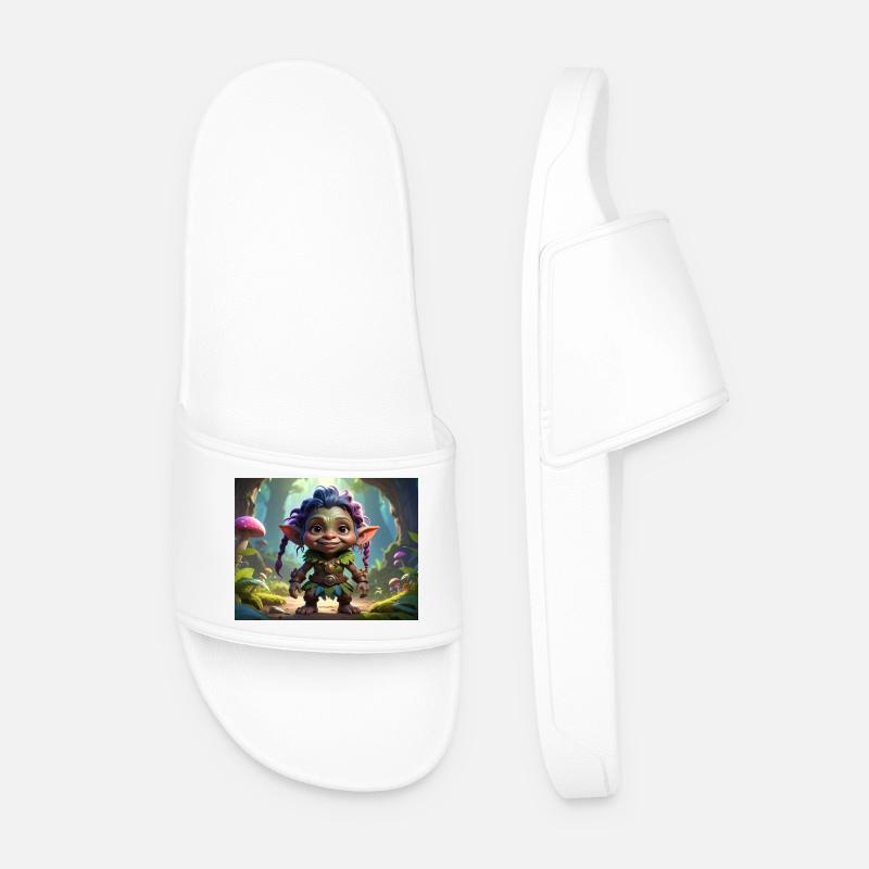 Nain de forêt à la crinière colorée - Claquettes Homme - blanc