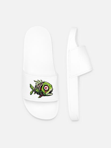 Zombie Fish Graffiti - Men’s Pool Sliders - white