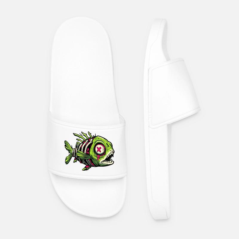 Zombie Fish Graffiti - Men’s Pool Sliders - white