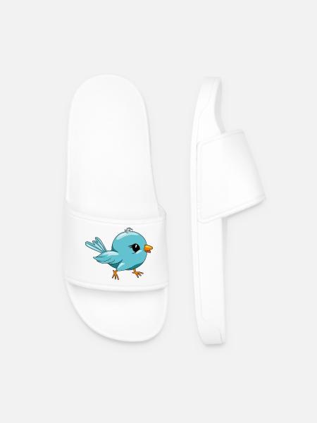 Oiseau bleu heureux mignon - Claquettes Homme - blanc