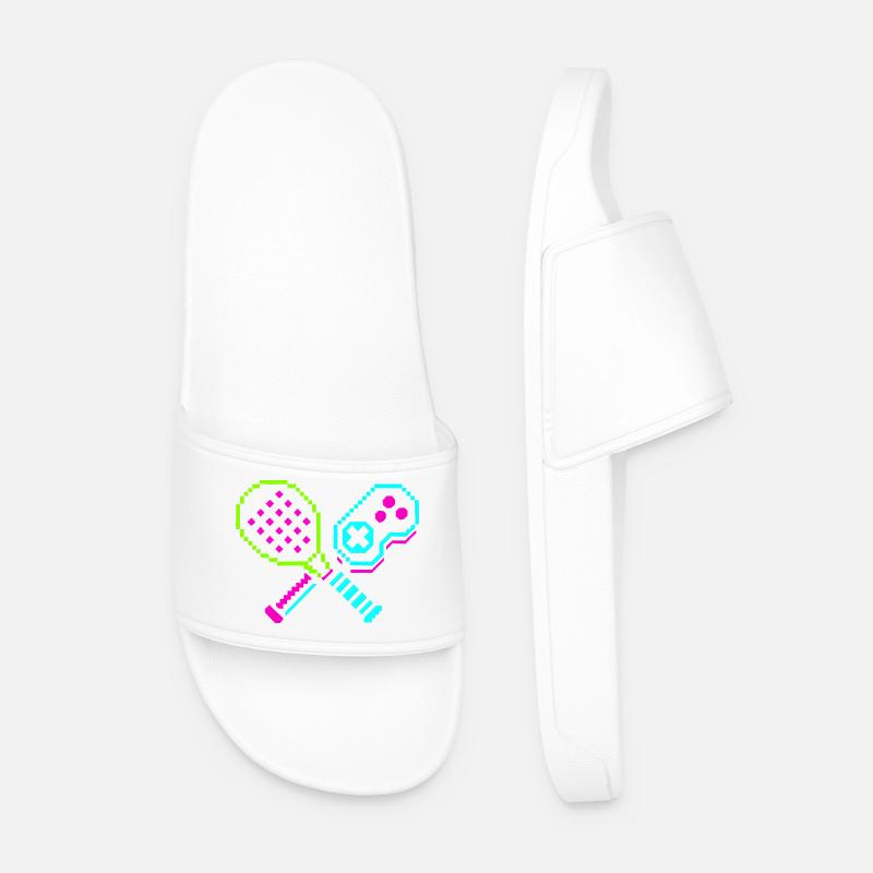 Retro Arcade Neon Paddel - Männer Badelatschen - Weiß