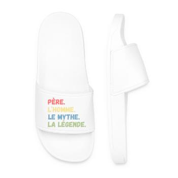 Father Man The Myth La Le'gende Father's Day - Men’s Pool Sliders - white - Front